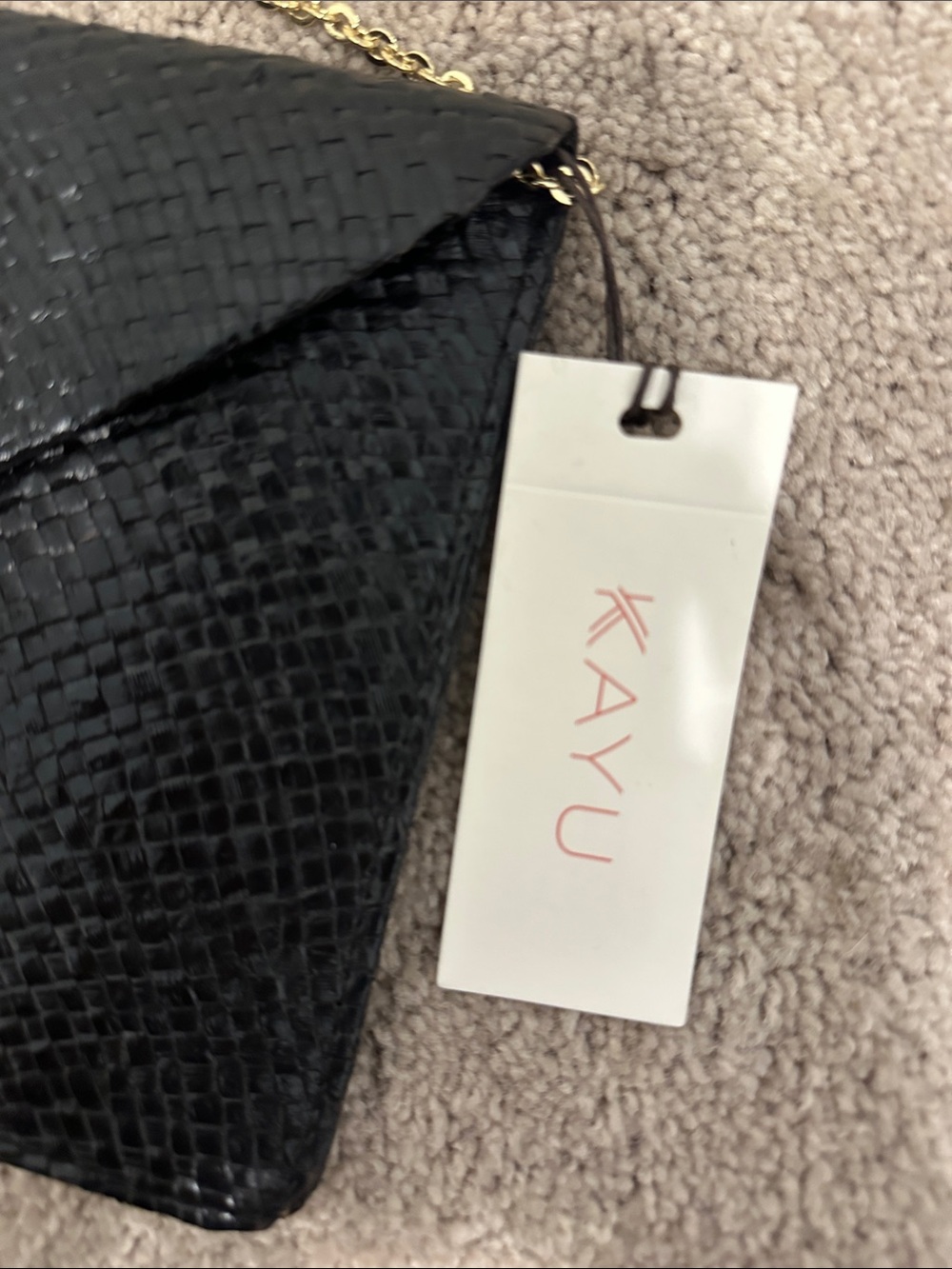 Black Woven Crossbody Clutch with Stone Accent - Picture 2 of 5